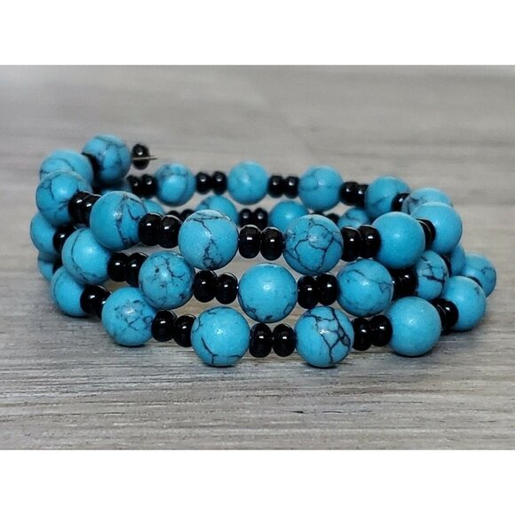 Faux‎ Turquoise Wrap Costume Jewelry Bracelet - Picture 1 of 4
